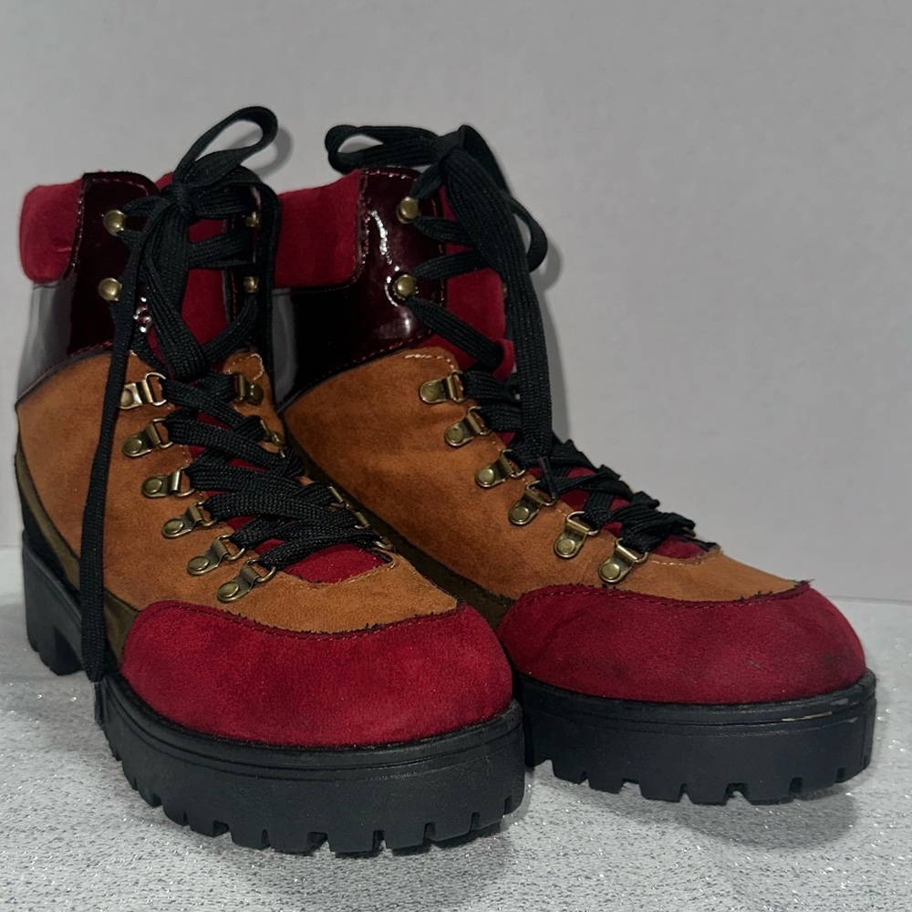 TAXI Womens Size 8 Colorful Patchwork Faux Suede Boots